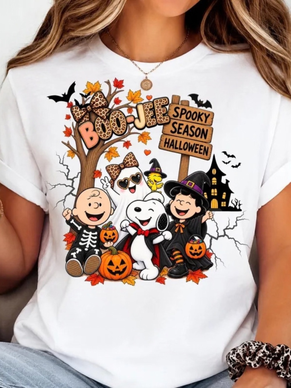 Vintage Boo Jee Halloween Shirt, Beagle Dog, Ghostface, Leopard Print